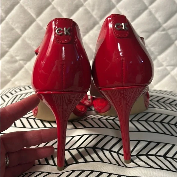 Calvin Klein Red Patent Leather Heels - Picture 5 of 9